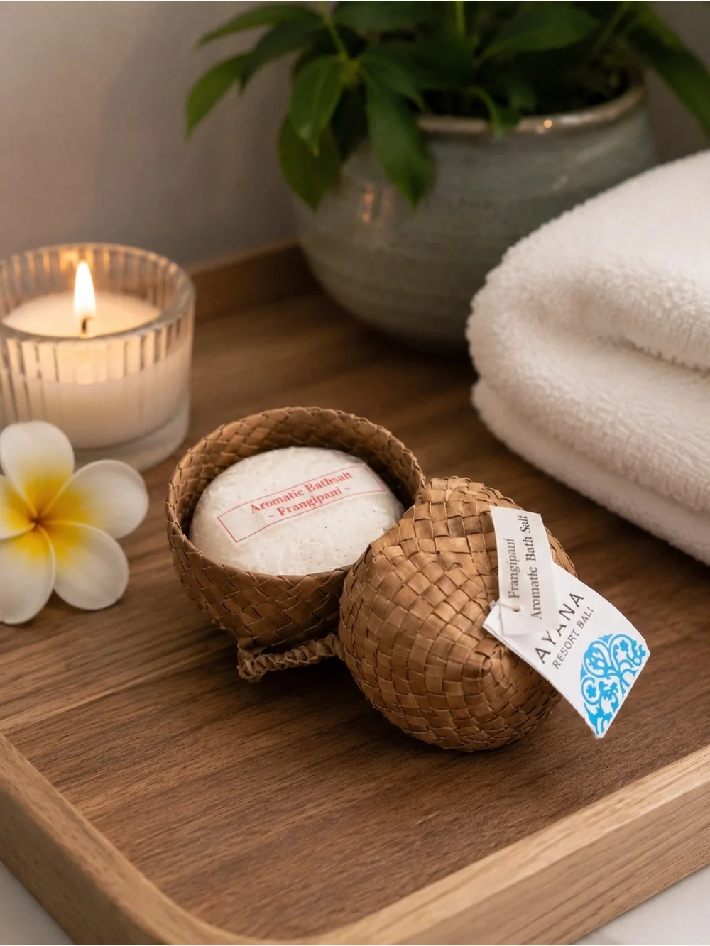 Ayana Resort Bali Aromatic Bath Salts | Frangipani Woven Basket Luxury Bath Soak